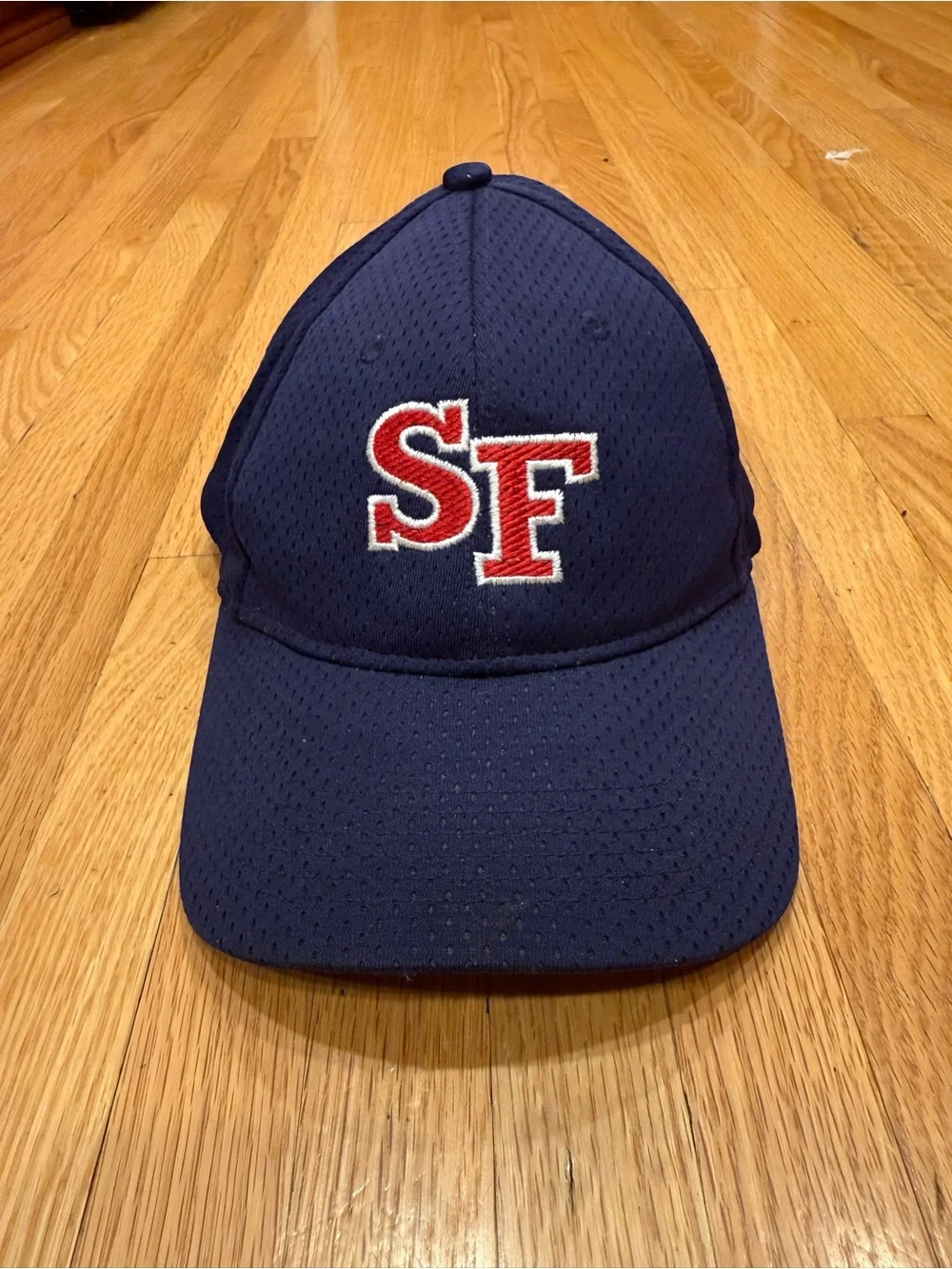Kids Navy Blue Baseball Cap with Red SF Embroidery